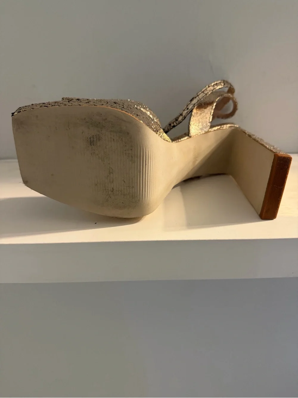 Steve Madden Rose Gold Metallic Crackle Platform Sandal